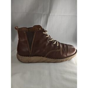 Tony Lama Brown Leather Lace Up Men' Boots Size 10.5 Round Toe Ankle Rubber Sole